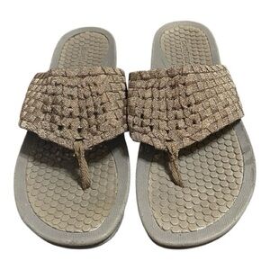 Baretraps Woven Gold Sandals 8